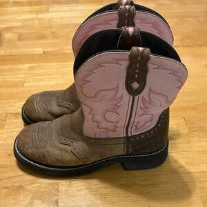 Justin Boots Pink and Brown Leather Western Boots